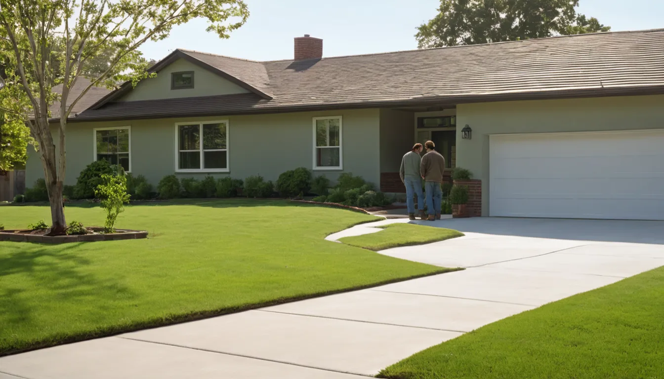 A freshly poured concrete driveway beside a tidy home in Mundelein